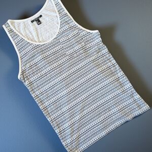 21 MEN Aztec Geometric White Black Cotton Tank Top Men's M